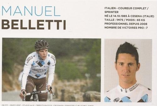 2012 AG2R La Mondiale #NNO Manuel Belletti Front